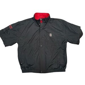 Vintage PGA Partners Club Black Red Windbreaker Jacket XXL short sleeve golf
